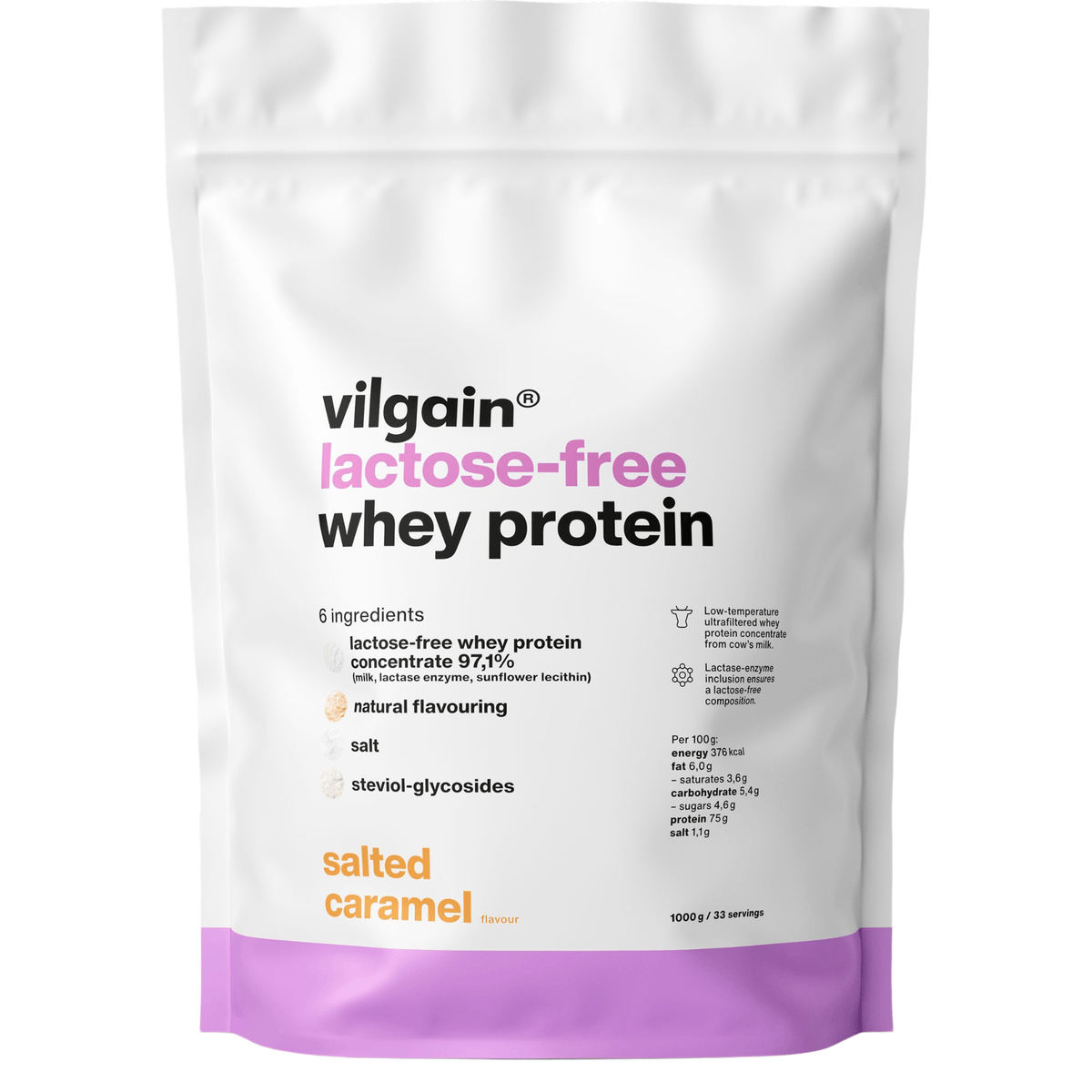 Lactose-Free Whey Protein Salzkaramell / 1'000 g kaufen - Vilgain Whey Proteinpulver - Fitness Onlineshop