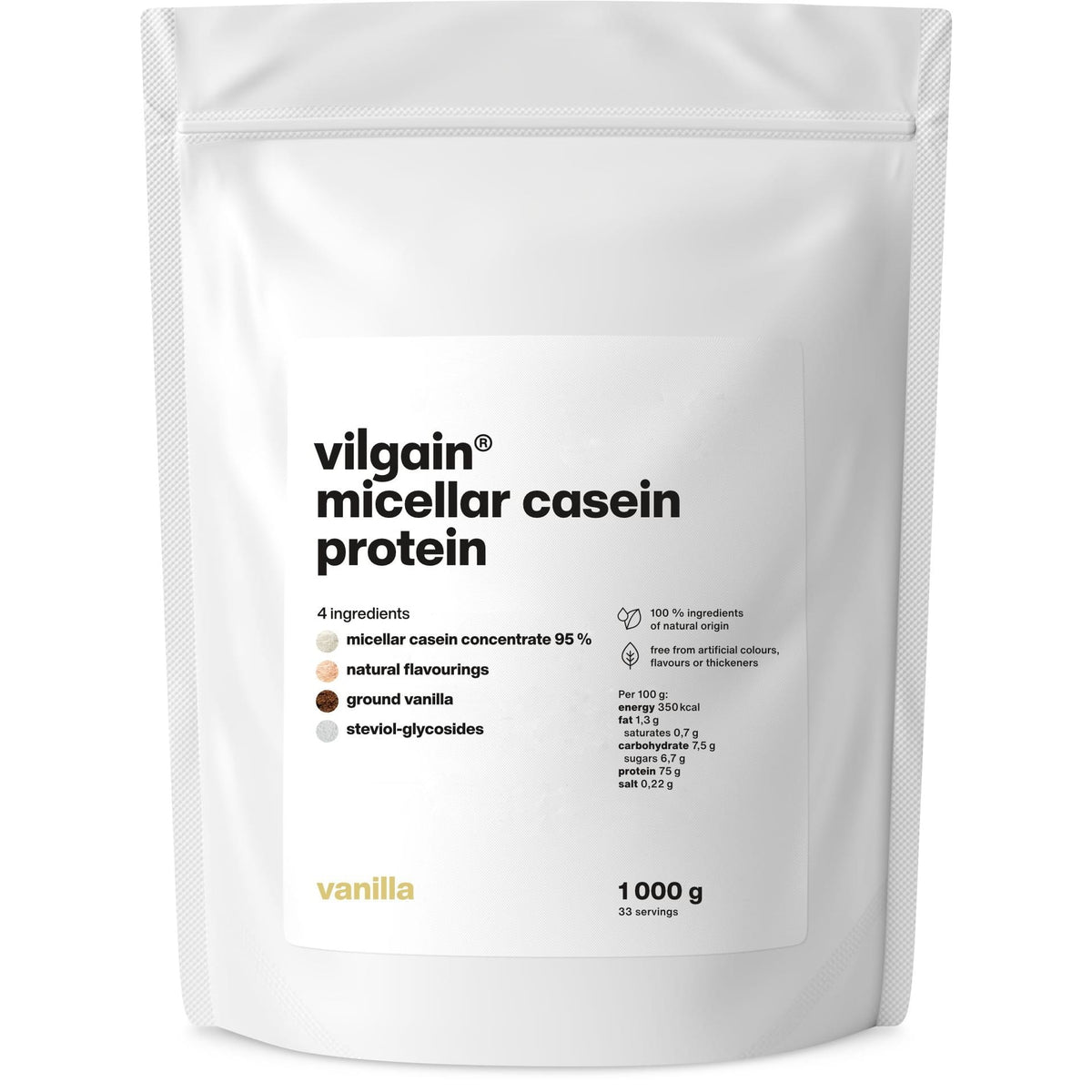 Micellar Casein Protein Vanille / 1'000 g kaufen - Vilgain Casein Proteinpulver - Fitness Onlineshop