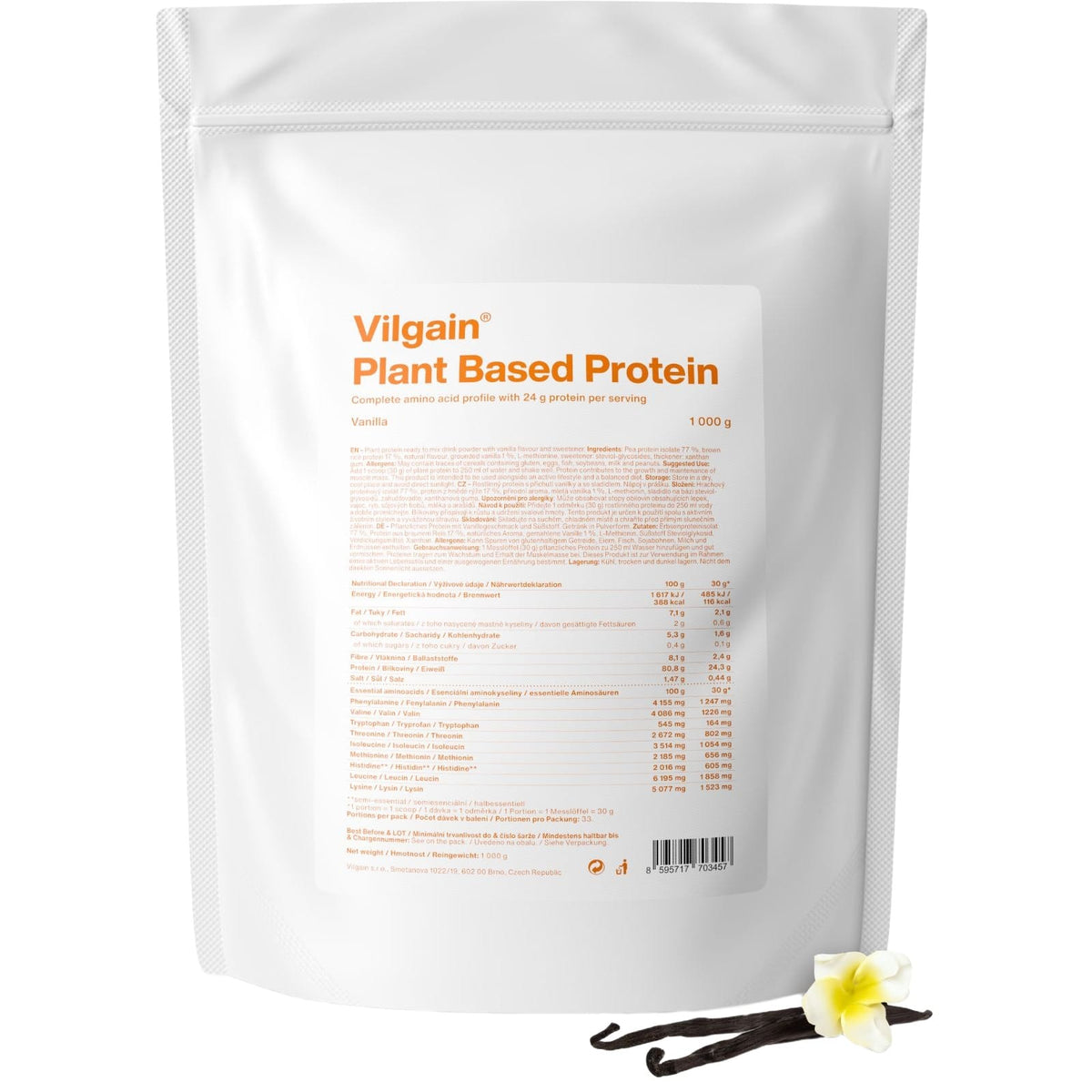 Pflanzliches Protein Vanille / 1'000 g kaufen - Vilgain Veganes Proteinpulver - Fitness Onlineshop