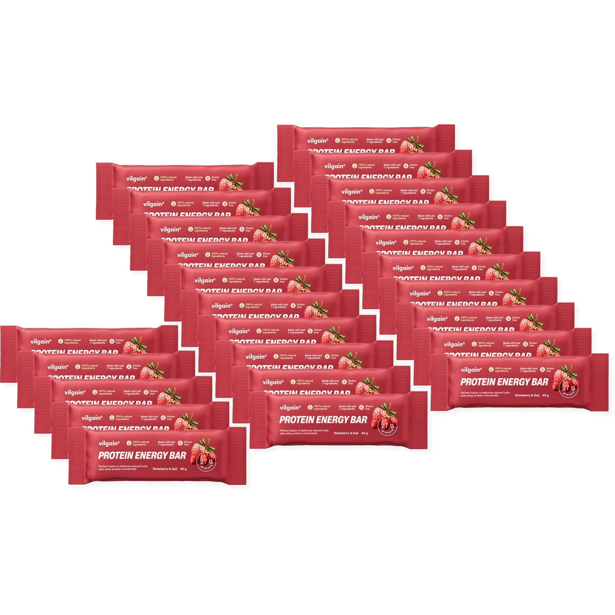 Protein Energy Bar Erdbeere und Goji / 25 x 40 g kaufen - Vilgain Energieriegel - Fitness Onlineshop