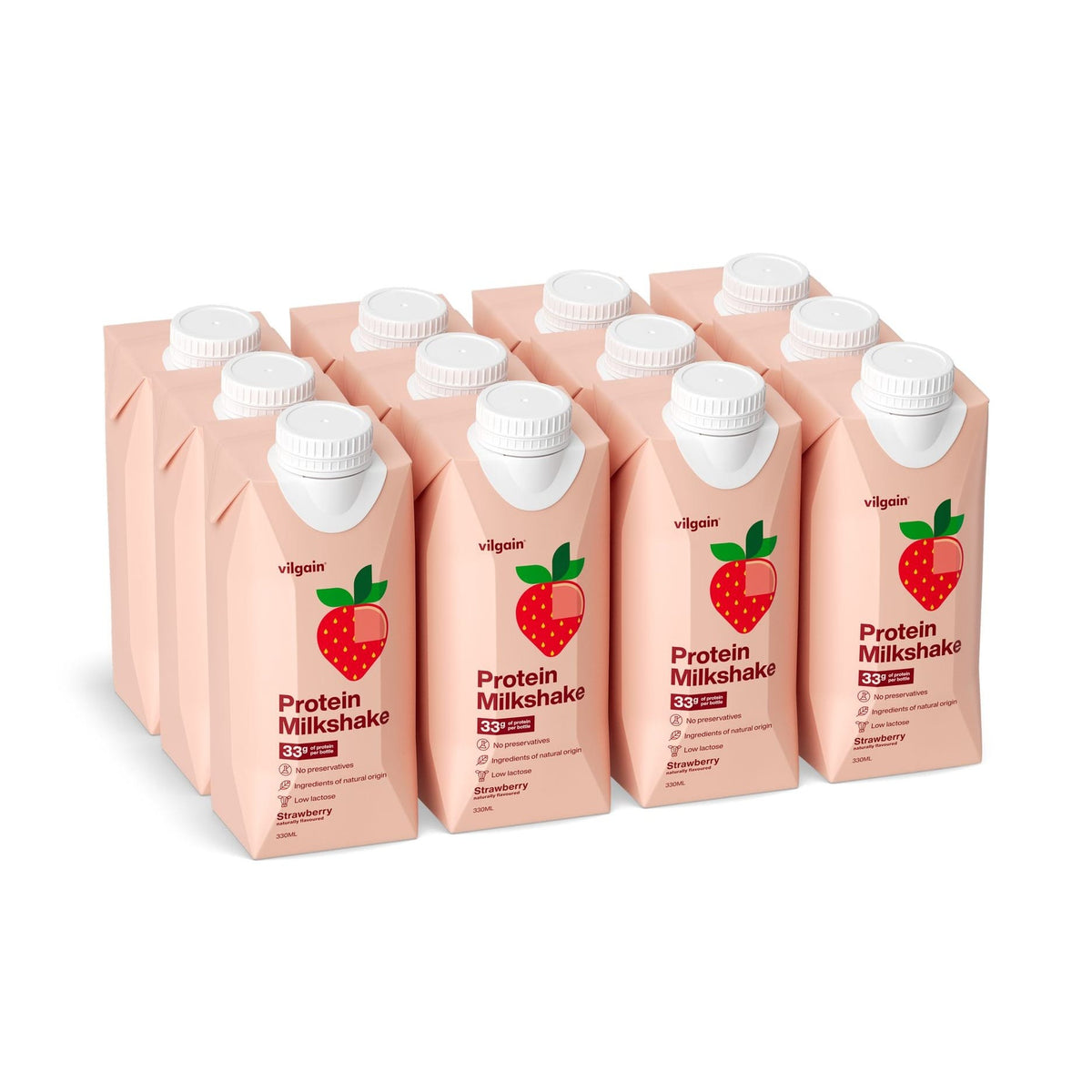 Protein Milkshake Erdbeere / 12 x 330 ml kaufen - Vilgain Fertige Proteinshakes - Fitness Onlineshop
