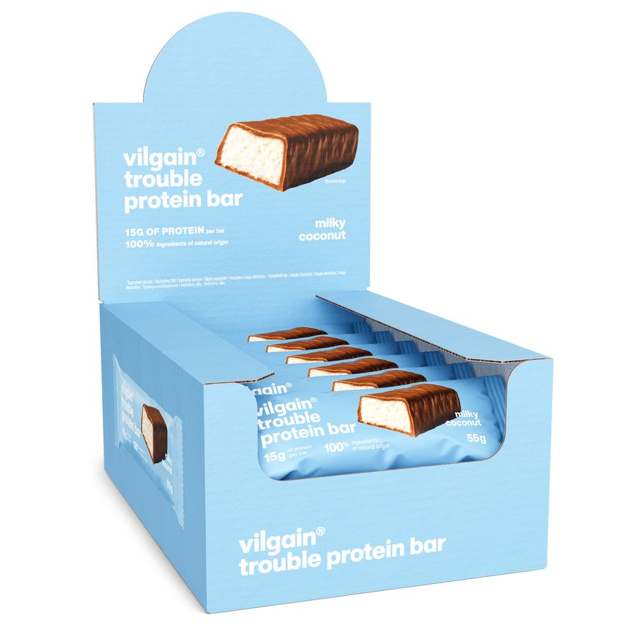 Trouble Protein Bar Kokosnuss mit Milchschokolade / 12 x 55 g kaufen - Vilgain Proteinriegel - Fitness Onlineshop