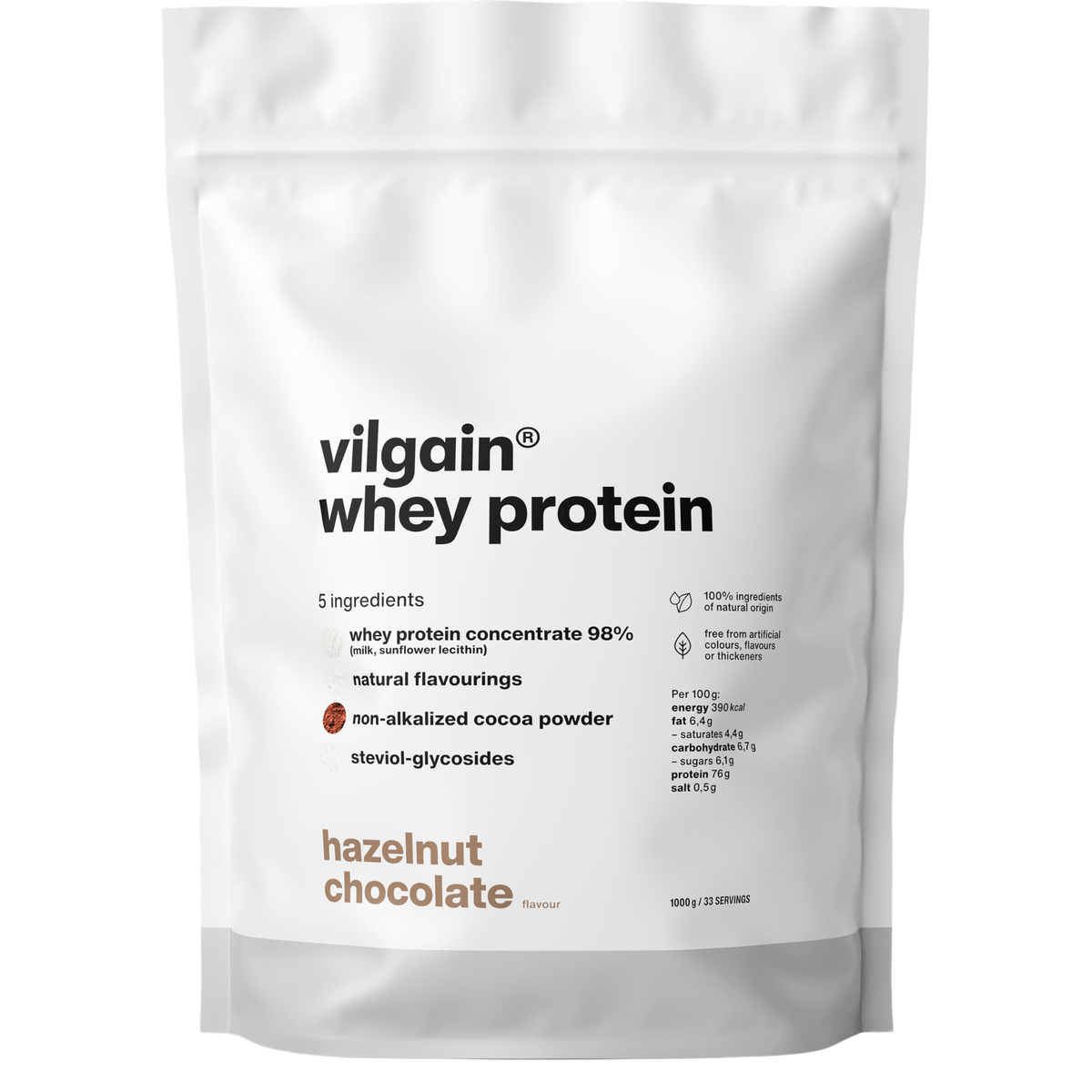 Whey Protein Schokolade mit Haselnüssen / 1'000 g kaufen - Vilgain Whey Proteinpulver - Fitness Onlineshop