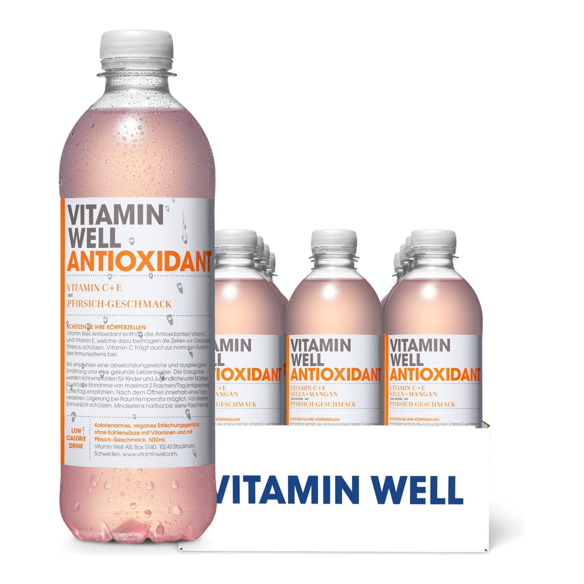 Vitamin Well Vitamindrink 12 x 500 ml / Antioxidant (Pfirsich) kaufen - Vitamin Well Hydrationsgetränk - Fitness Onlineshop
