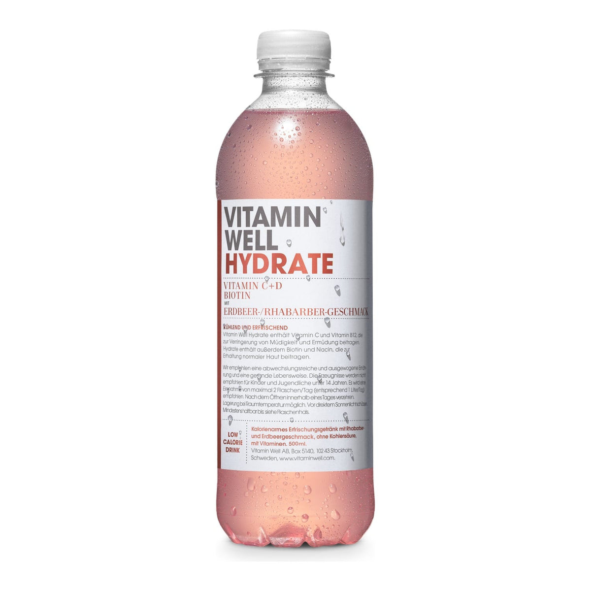 Vitamin Well Vitamindrink 500 ml / Hydrate (Rhabarber-Erdbeere) kaufen - Vitamin Well Hydrationsgetränk - Fitness Onlineshop