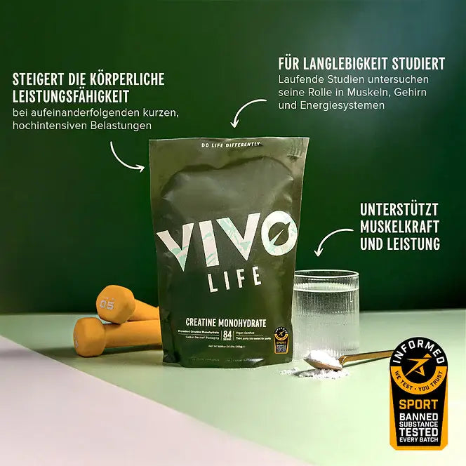 Creatine Monohydrat 252 g kaufen - Vivo Life Kreatin - Fitness Onlineshop