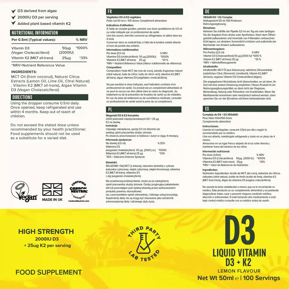 Liquid Vitamin D3 & K2 50 ml kaufen - Vivo Life Vitamine - Fitness Onlineshop