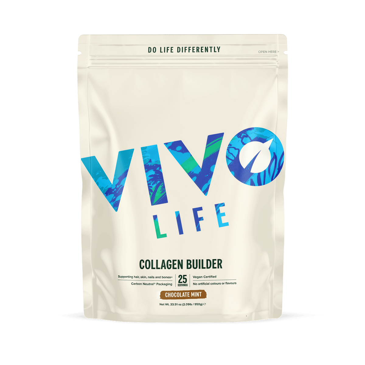 Plant Protein Collagen Builder Chocolate & mint / 25 Portionen kaufen - Vivo Life Kollagen - Fitness Onlineshop
