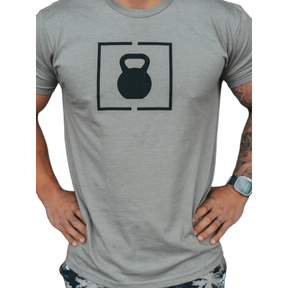 Grey Kettlebell Patch T-Shirt kaufen -  2POOD T-Shirts  - Fitness Onlineshop