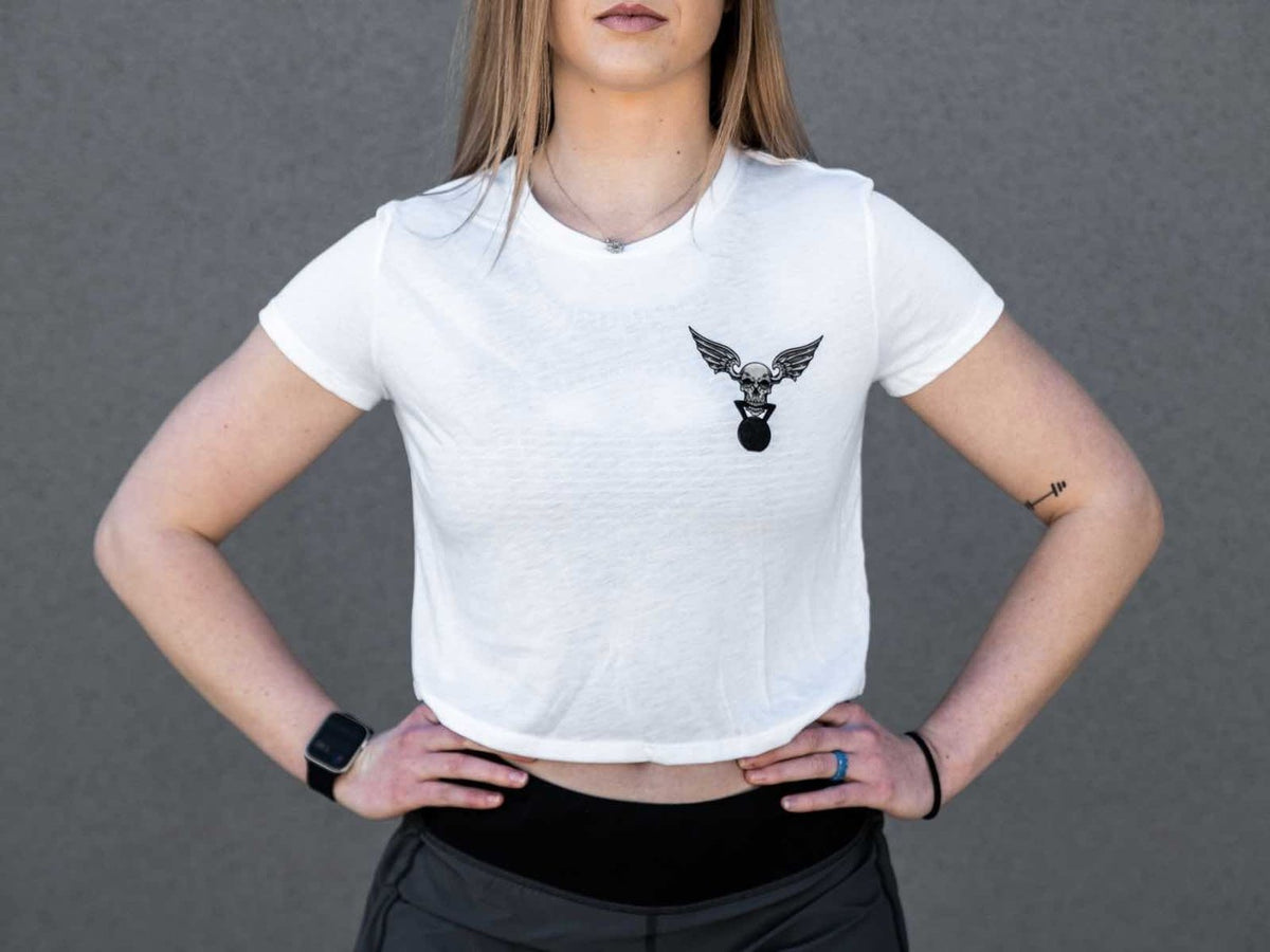 2POOD Lift More Talk Less Crop Top - Weiss kaufen bei haghpowered.com