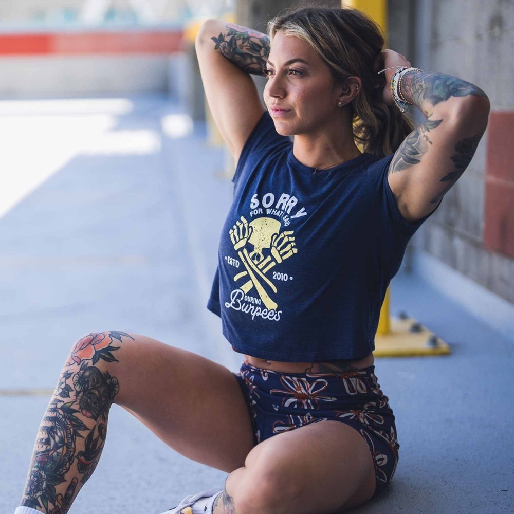 2POOD Sorry For What I Said During Burpees Crop Top Blau kaufen bei haghpowered.com