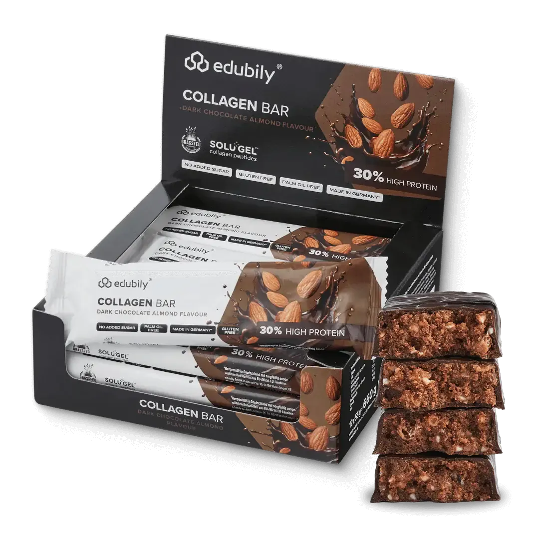 Collagen Bar Dark Chocolate Almond 12 x 55 g kaufen -  edubily Proteinriegel  - Fitness Onlineshop