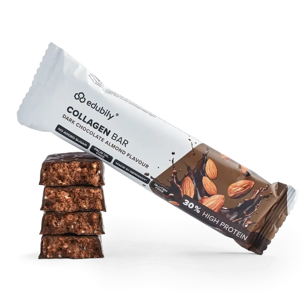 Collagen Bar Dark Chocolate Almond 55 g kaufen -  edubily Proteinriegel  - Fitness Onlineshop