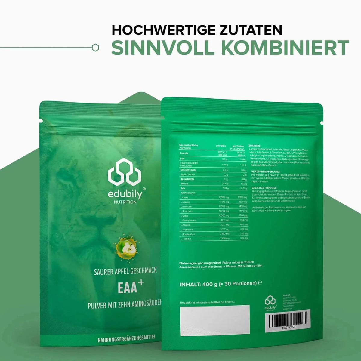 EAA⁺ Pulver (Essenzielle Aminosäuren) kaufen -  edubily EAA  - Fitness Onlineshop