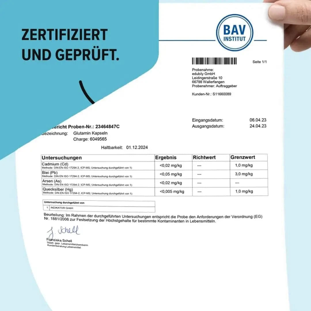 PURE Glutamin Kapseln kaufen -  edubily Glutamin  - Fitness Onlineshop