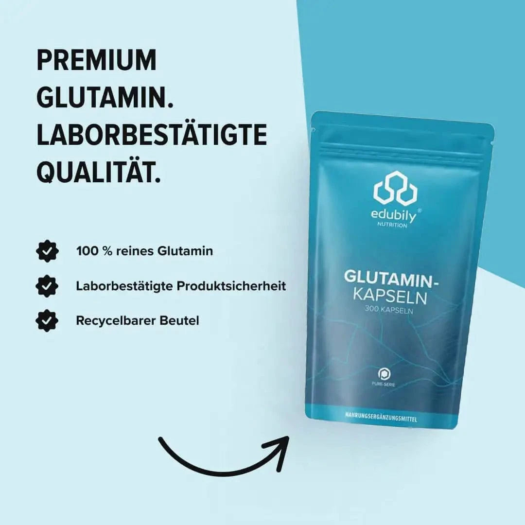 PURE Glutamin Kapseln kaufen -  edubily Glutamin  - Fitness Onlineshop