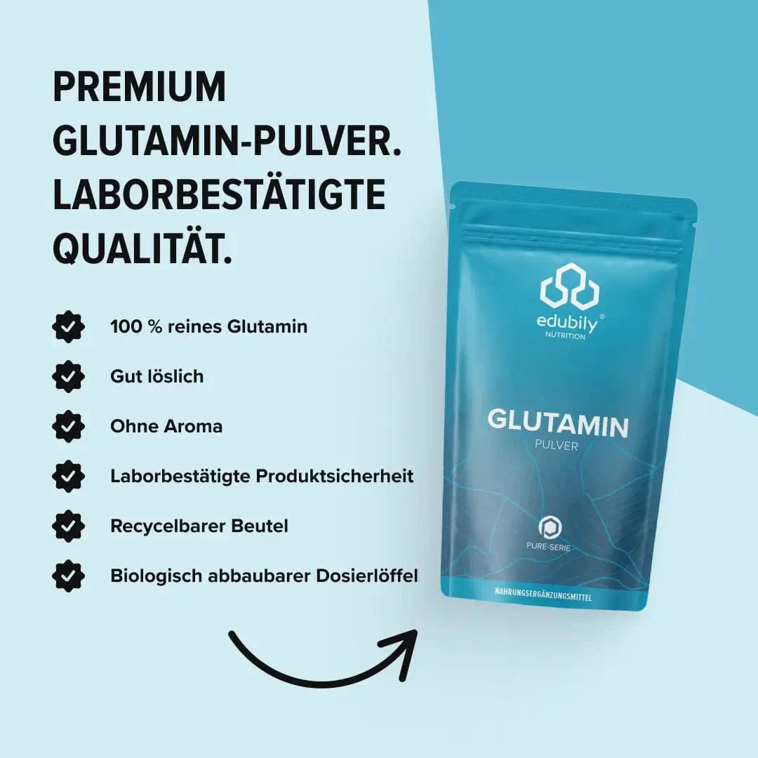 PURE L-Glutamin Pulver kaufen -  edubily Weitere Aminosäuren  - Fitness Onlineshop