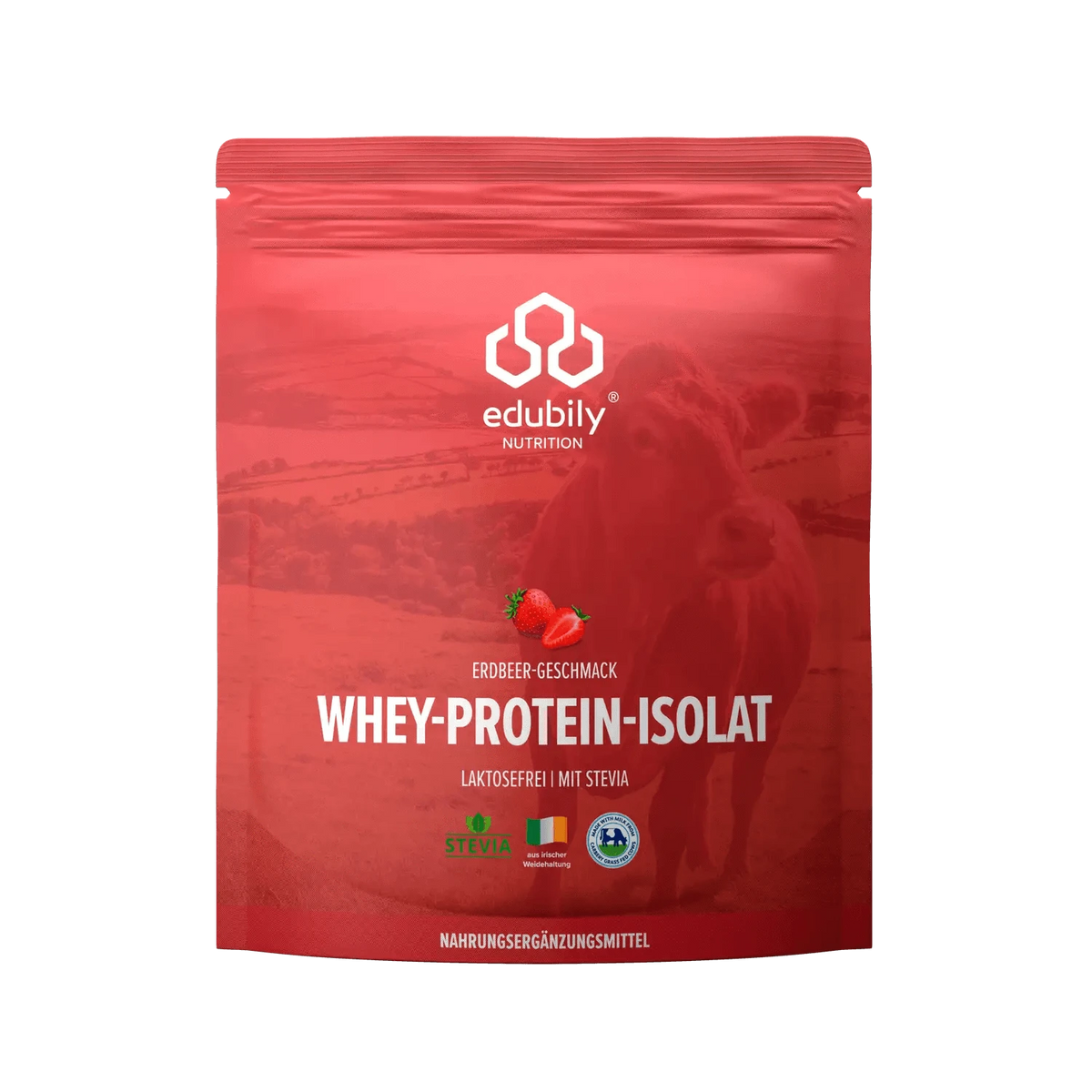 Whey-Isolat Pulver aus Weidemilch Erdbeere kaufen -  edubily Whey Proteinpulver  - Fitness Onlineshop