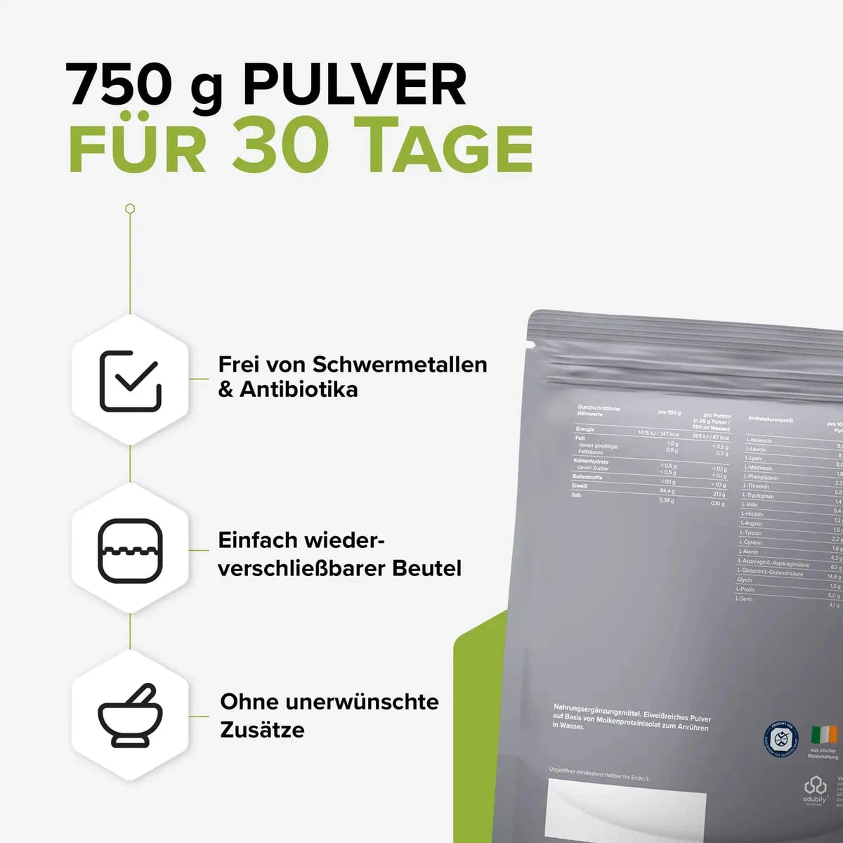 Whey-Isolat Pulver aus Weidemilch kaufen -  edubily Whey Proteinpulver  - Fitness Onlineshop