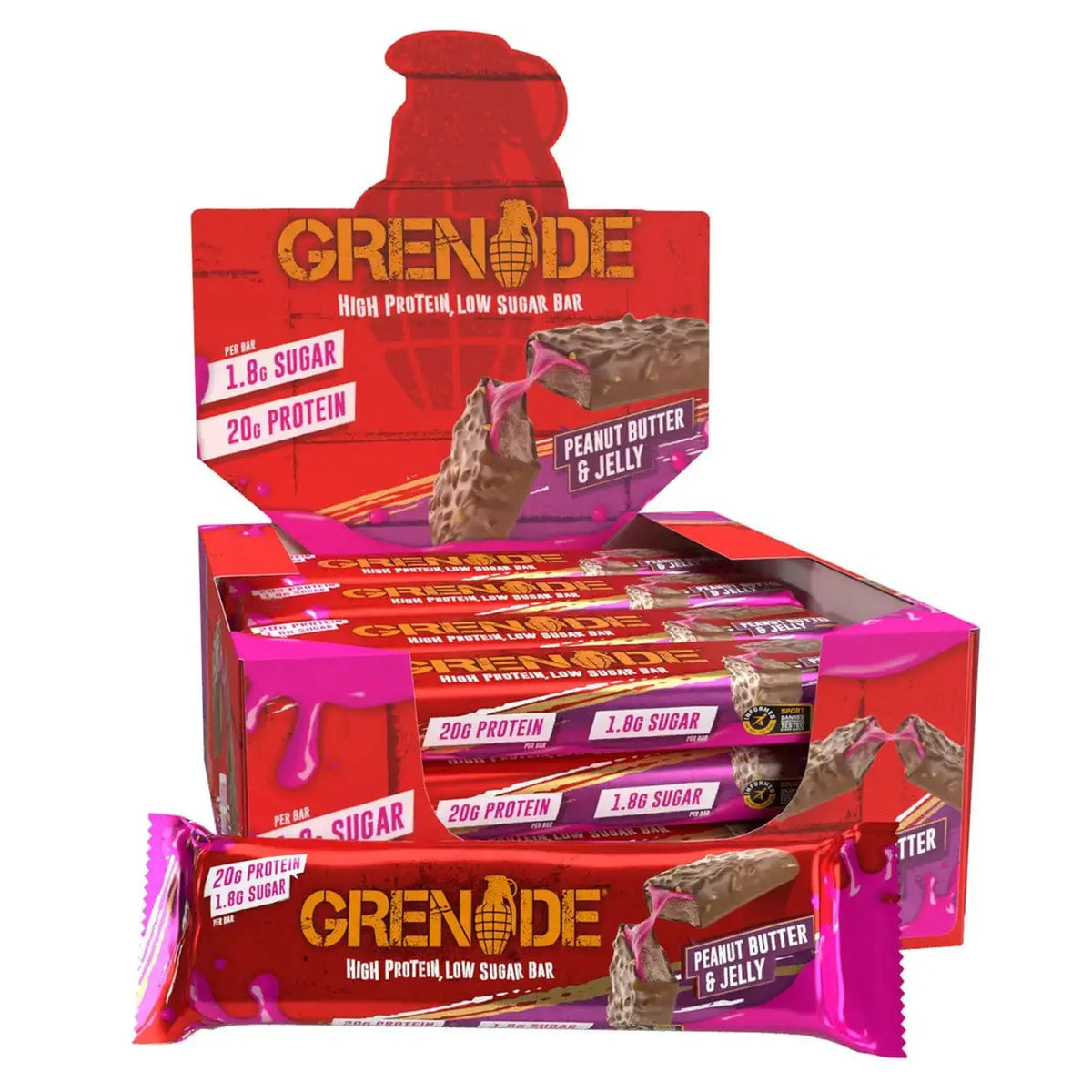 Grenade Grenade Protein Bar 12 x 60 g Peanut Butter & Jelly kaufen bei haghpowered.com