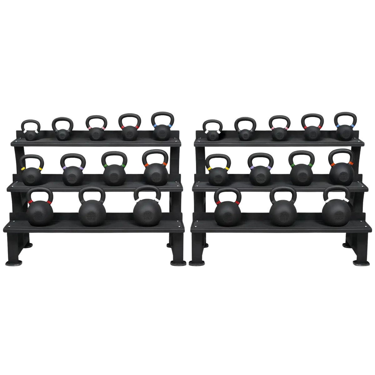 Powder-Coated Kettlebell Set Complete Double (24 Kettlebells 4-40kg) mit 2 Storage Racks kaufen -  HighPowered Kettlebell Sets  - Fitness Onlineshop