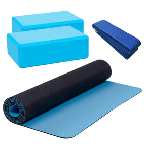 HighPowered Yoga-Set (1x Yoga-Matte, 2x Block, 1x Strap) Blau kaufen bei haghpowered.com