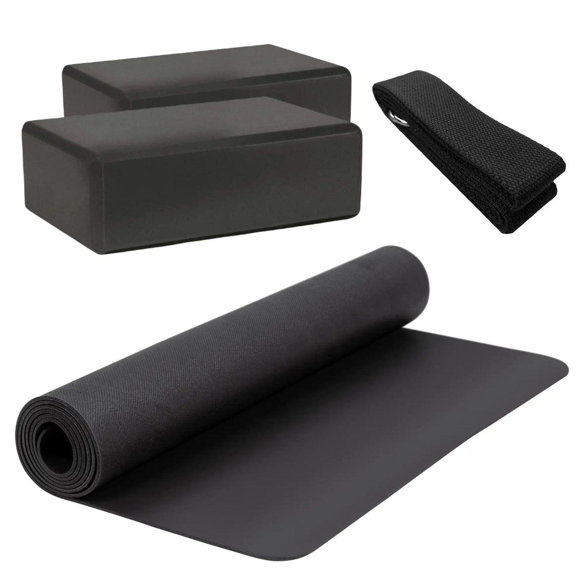HighPowered Yoga-Set (1x Yoga-Matte, 2x Block, 1x Strap) Schwarz kaufen bei haghpowered.com