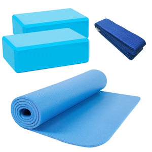 HighPowered Fitness- und Yoga-Set (1x Matte, 2x Block, 1x Strap) Blau kaufen bei haghpowered.com