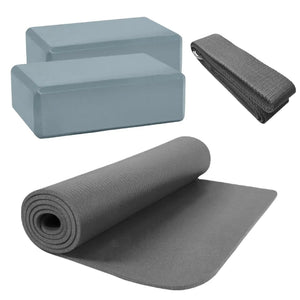 HighPowered Fitness- und Yoga-Set (1x Matte, 2x Block, 1x Strap) Grau kaufen bei haghpowered.com