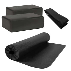 HighPowered Fitness- und Yoga-Set (1x Matte, 2x Block, 1x Strap) Schwarz kaufen bei haghpowered.com
