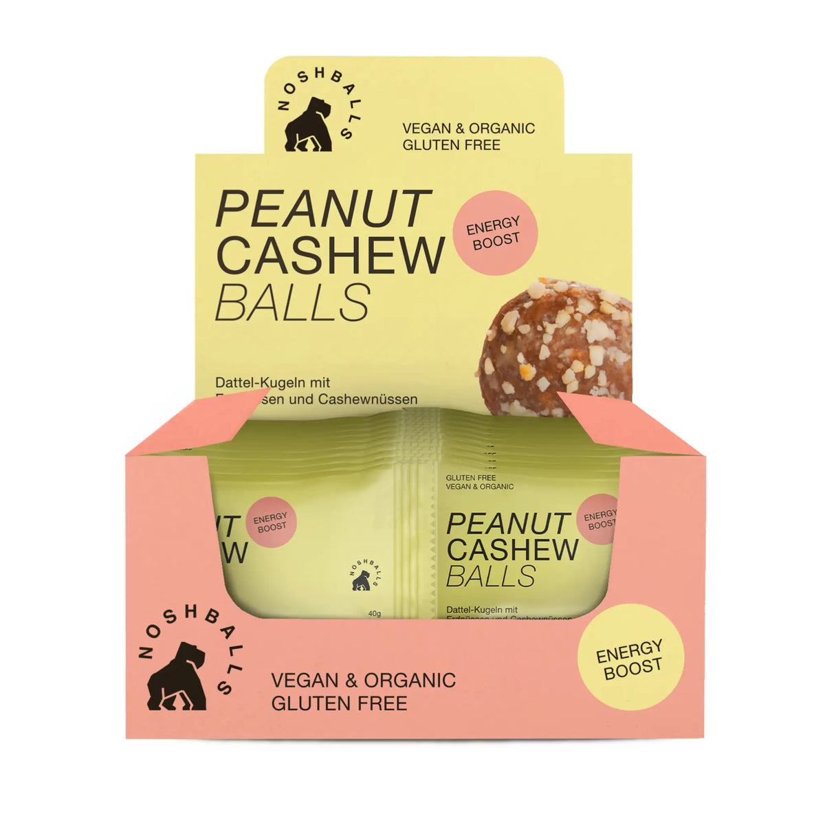 Noshballs (bio) 20 x 40 g / Performance (Erdnuss & Cashew) kaufen -  Noshballs Energieriegel  - Fitness Onlineshop