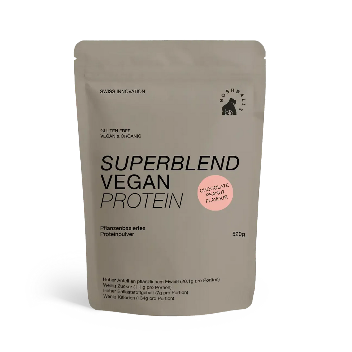 Superblend Protein (520 g) Chocolate/Peanut kaufen -  Noshballs Vegane Proteinpulver  - Fitness Onlineshop