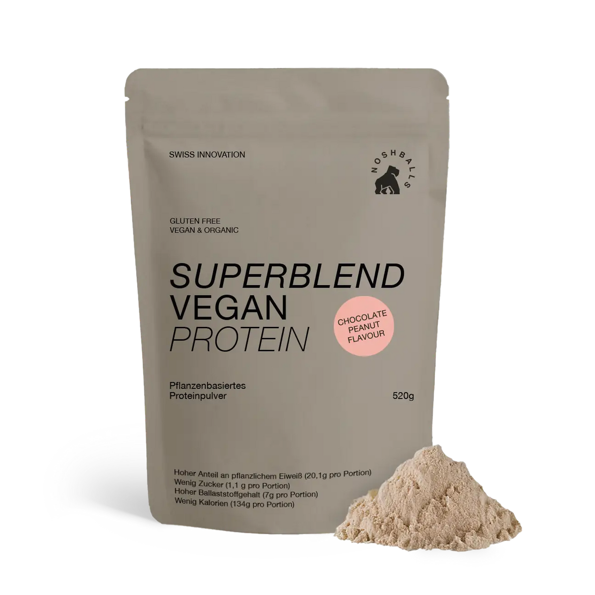 Superblend Protein (520 g) Chocolate/Peanut kaufen -  Noshballs Vegane Proteinpulver  - Fitness Onlineshop