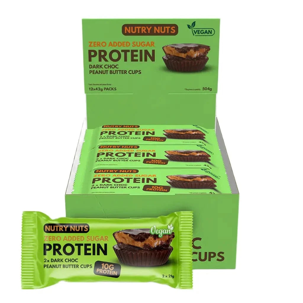 Nutry Nuts Zero Added Sugar - Protein Peanut Butter Cups 12 x 42 g / Dark Choc & Peanut kaufen -  Nutry Nuts Proteinriegel  - Fitness Onlineshop