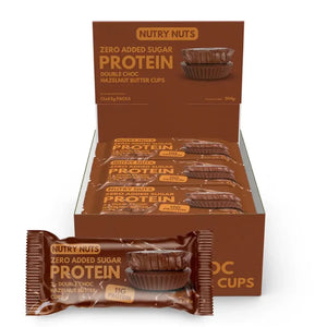 Nutry Nuts Zero Added Sugar - Protein Peanut Butter Cups 12 x 42 g / Double Choc & Hazelnut kaufen -  Nutry Nuts Proteinriegel  - Fitness Onlineshop