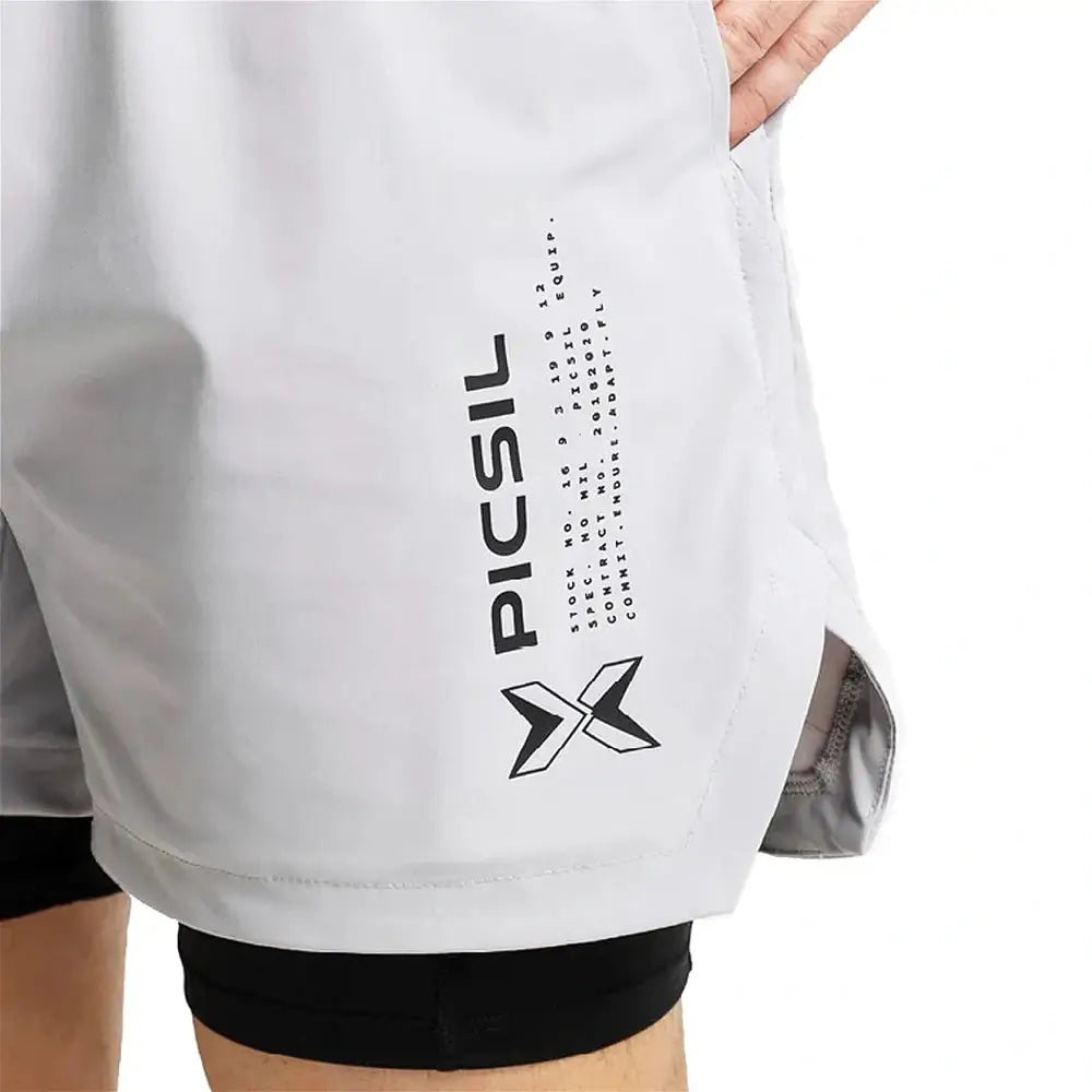PicSil 2-in-1 Compression Shorts Man 0.1 (Kurze Kompressionshose) Perlgrau kaufen bei haghpowered.com
