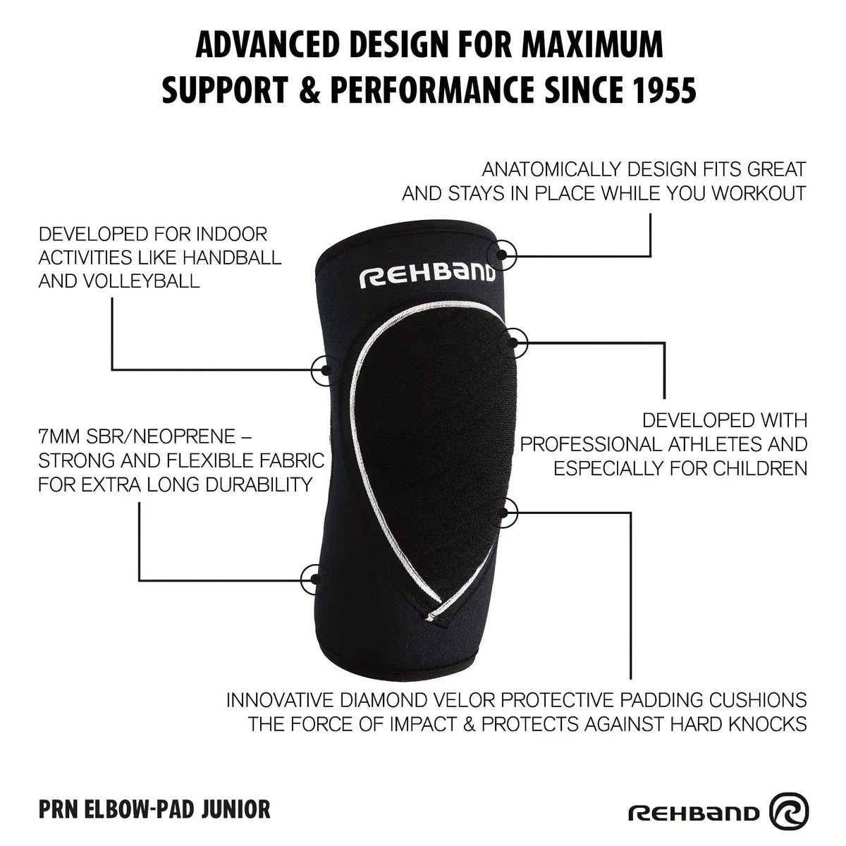 Rehband PRN Elbow Pad Junior Schwarz kaufen bei haghpowered.com