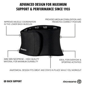 Rehband QD Back Support 3 mm Schwarz kaufen bei haghpowered.com