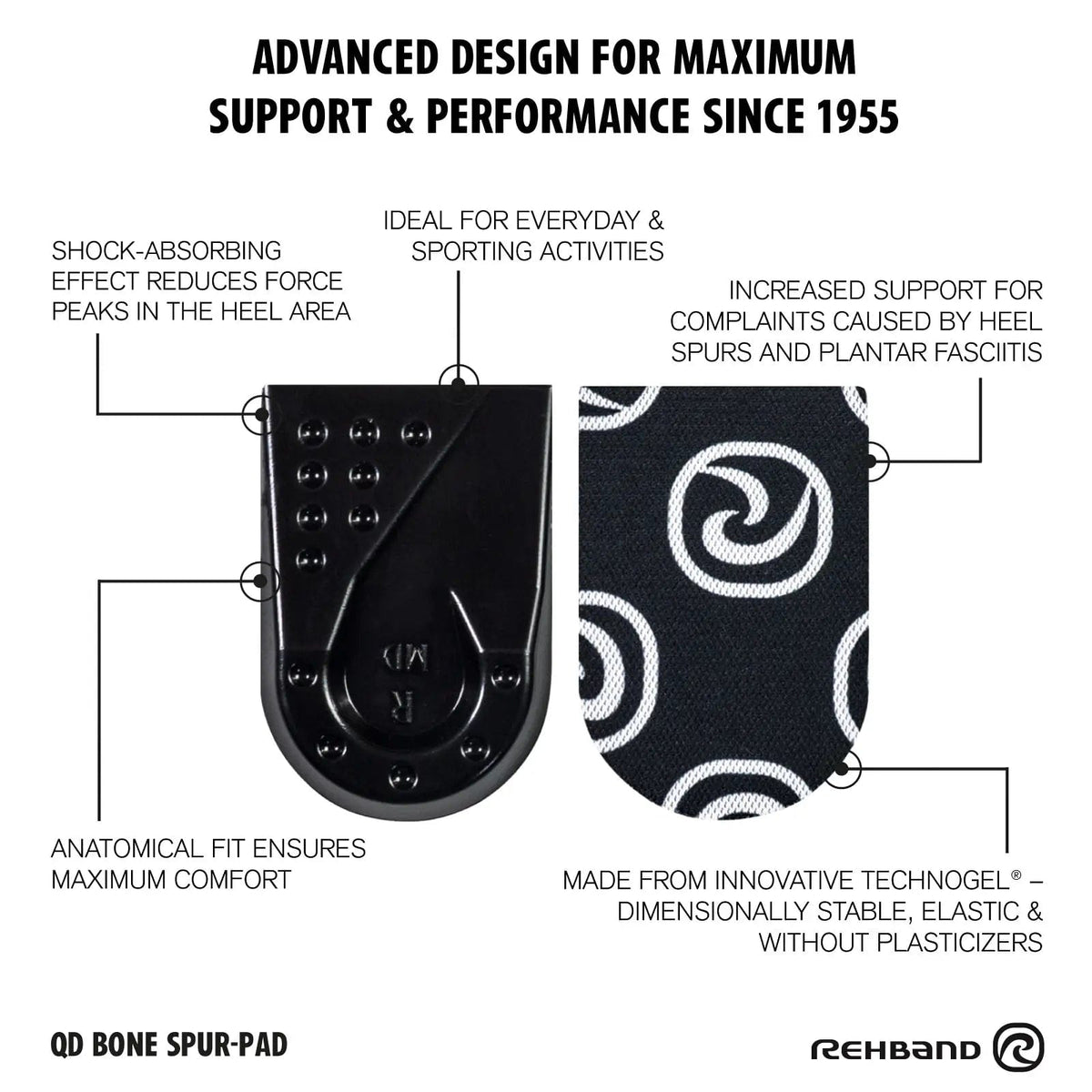 Rehband QD Bone Spur Pads mit Technogel® Schwarz kaufen bei haghpowered.com