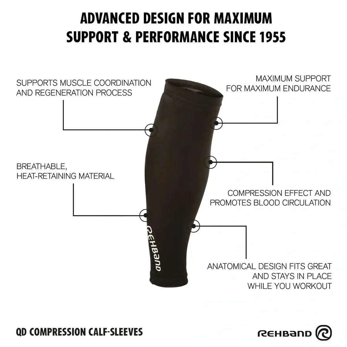 Rehband QD Compression Calf Sleeves (Paar) Schwarz kaufen bei haghpowered.com