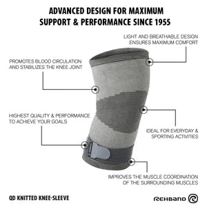 Rehband QD Knitted Knee Sleeve (Ganztages-Kniebandage) Grau kaufen bei haghpowered.com