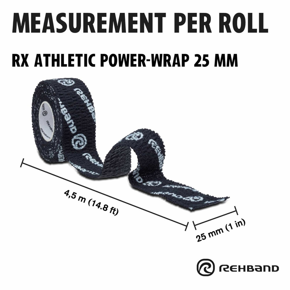 Rehband RX Athletic Power-Wrap 25 mm x 3 Rollen (Gewichtheberband) Schwarz kaufen bei haghpowered.com