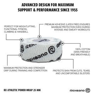 Rehband RX Athletic Power-Wrap 25 mm x 3 Rollen (Gewichtheberband) Weiss kaufen bei haghpowered.com