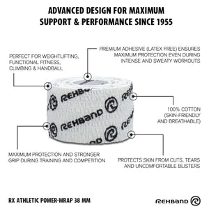 Rehband RX Athletic Power-Wrap 38 mm x 3 Rollen (Gewichtheberband) Weiss kaufen bei haghpowered.com