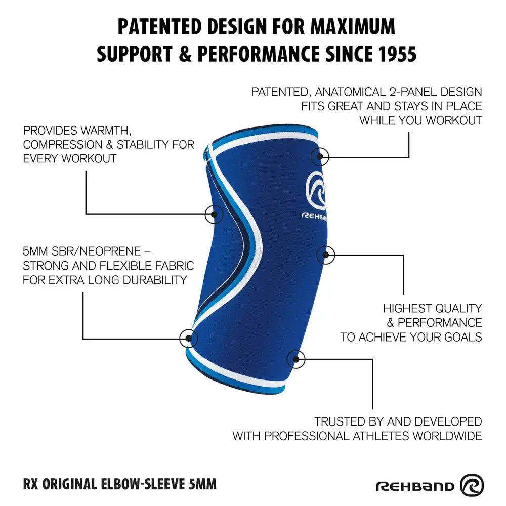 Rehband RX Original Elbow Sleeve 5 mm Blau kaufen bei haghpowered.com
