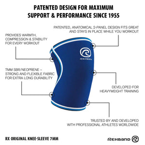 Rehband RX Original Knee Sleeve 7 mm Blau kaufen bei haghpowered.com