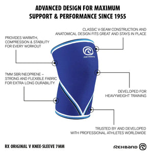 Rehband RX Original "V" Knee Sleeve 7 mm Blau kaufen bei haghpowered.com