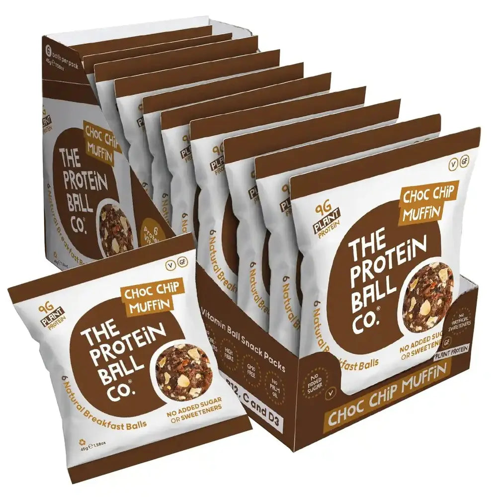 The Protein Ball Co Protein + Vitamin Balls (Breakfast To-Go) 10 x 45 g Choc Chip Muffin kaufen bei haghpowered.com