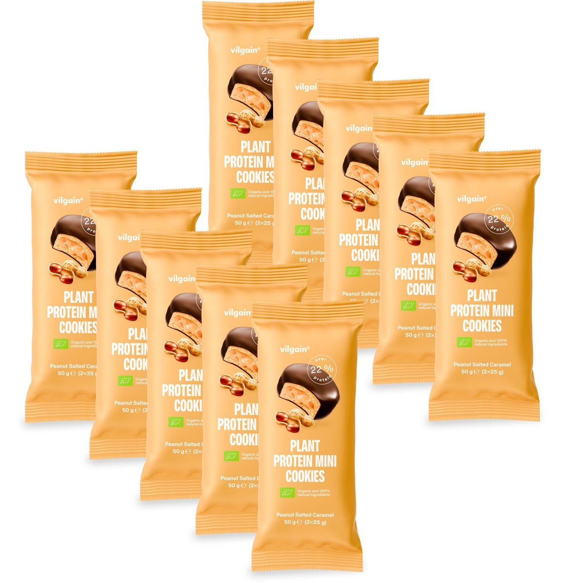 BIO Plant Protein Mini Cookies Erdnüsse mit Salzkaramell / 10 x 50 g kaufen -  Vilgain Protein Cookie  - Fitness Onlineshop