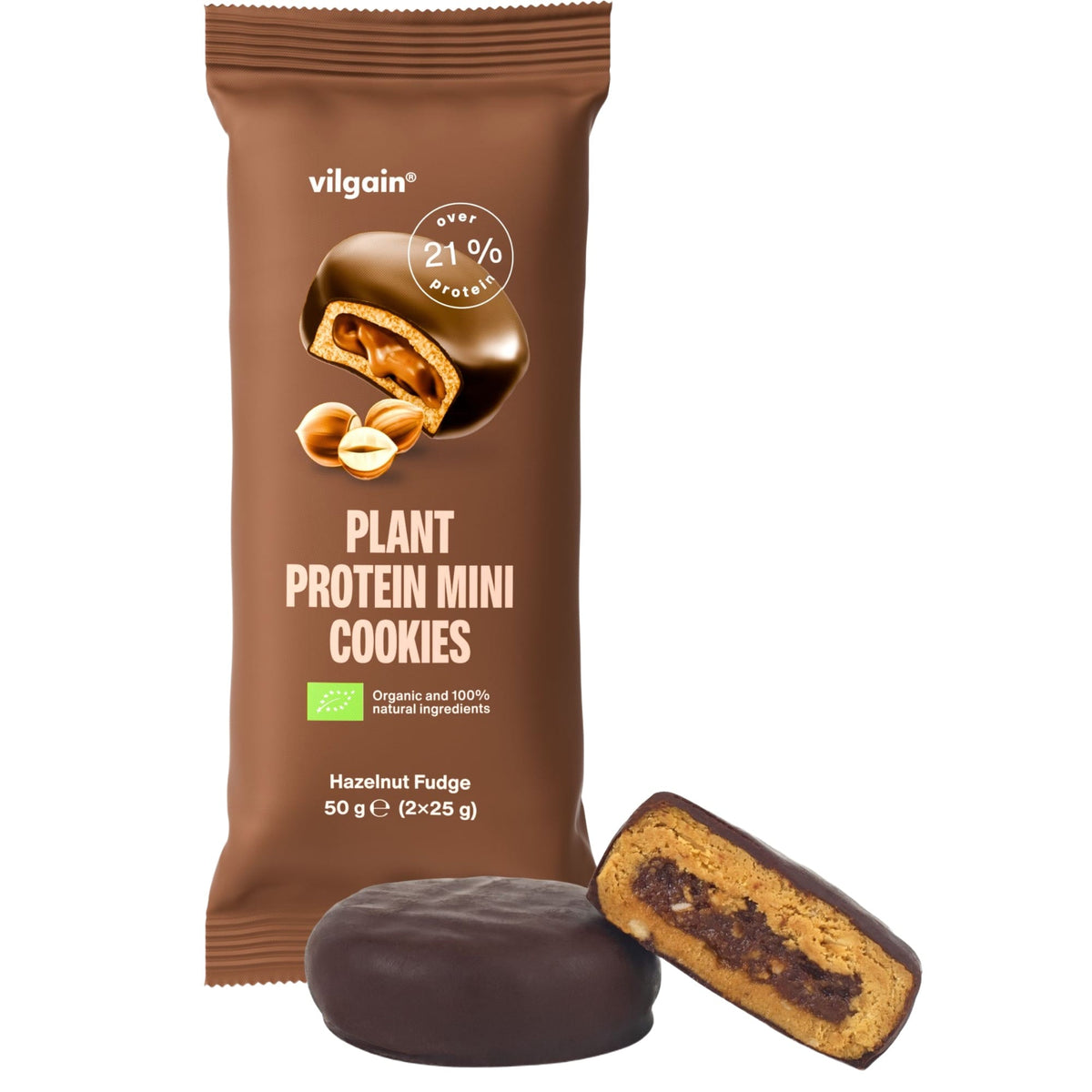 BIO Plant Protein Mini Cookies Haselnuss-Fondant / 50 g (2 x 25 g) kaufen -  Vilgain Protein Cookie  - Fitness Onlineshop